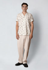Clean Cut Copenhagen MAGNE PRINTED S/S SHIRT Skjorte S/S Ecru