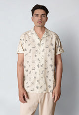 Clean Cut Copenhagen MAGNE PRINTED S/S SHIRT Skjorte S/S Ecru