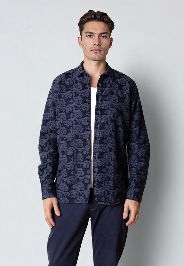Clean Cut Copenhagen MALVIN JAQUARD SHIRT Skjorte L/S Navy