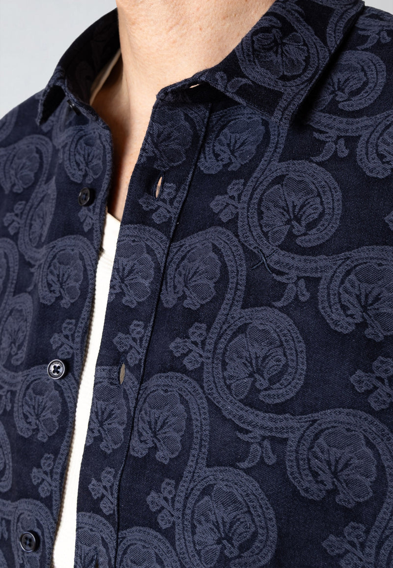 Clean Cut Copenhagen MALVIN JAQUARD SHIRT Skjorte L/S Navy