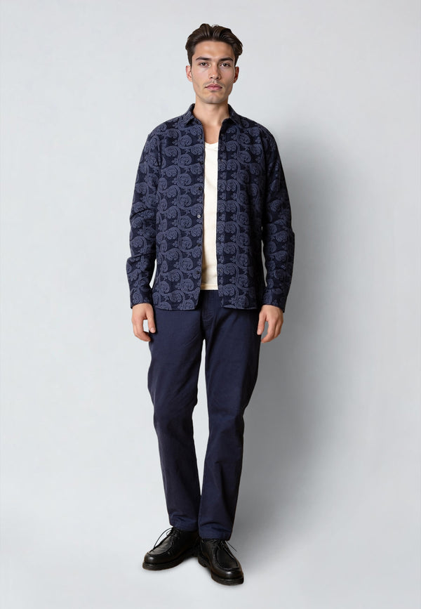 Clean Cut Copenhagen MALVIN JAQUARD SHIRT Skjorte L/S Navy