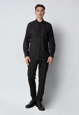 Clean Cut Copenhagen MALVIN JAQUARD SHIRT Skjorte L/S Sort
