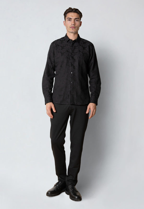 Clean Cut Copenhagen MALVIN JAQUARD SHIRT Skjorte L/S Sort