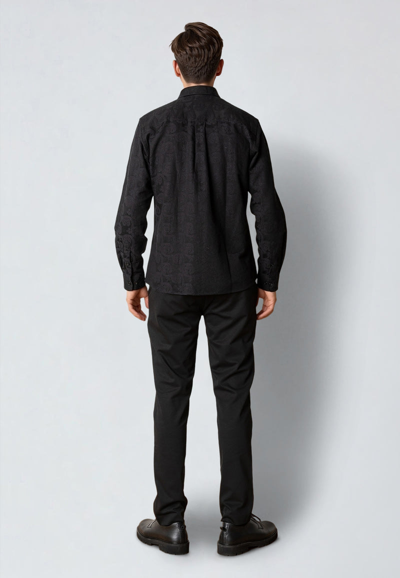 Clean Cut Copenhagen MALVIN JAQUARD SHIRT Skjorte L/S Sort