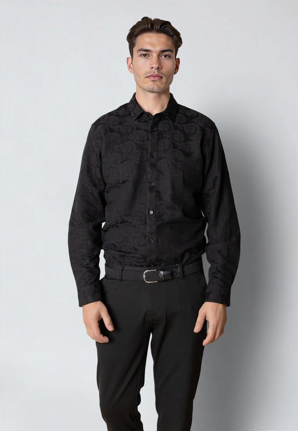 Clean Cut Copenhagen MALVIN JAQUARD SHIRT Skjorte L/S Sort