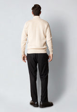 Clean Cut Copenhagen MARIO 1/2 ZIP KNITTED JUMPER Strik Ecru Melange