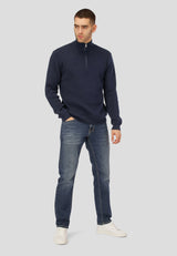 Clean Cut Copenhagen MARIO 1/2 ZIP KNITTED JUMPER Strik Navy