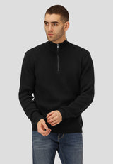 Clean Cut Copenhagen MARIO 1/2 ZIP KNITTED JUMPER Strik Sort
