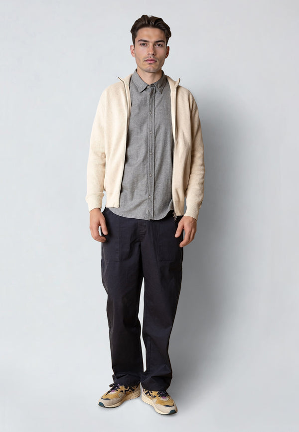 Clean Cut Copenhagen MARIO KNITTED ZIP CARDIGAN Strik Ecru Melange