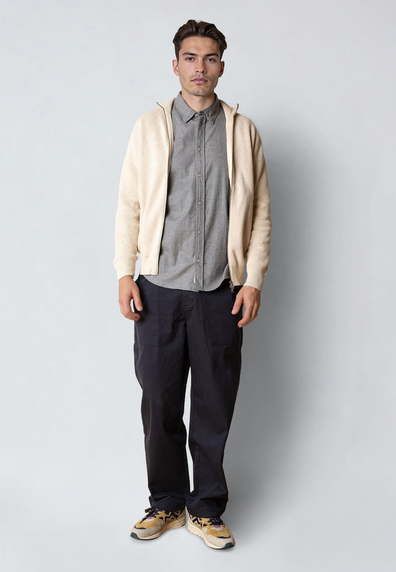 Clean Cut Copenhagen MARIO KNITTED ZIP CARDIGAN Strik Ecru Melange