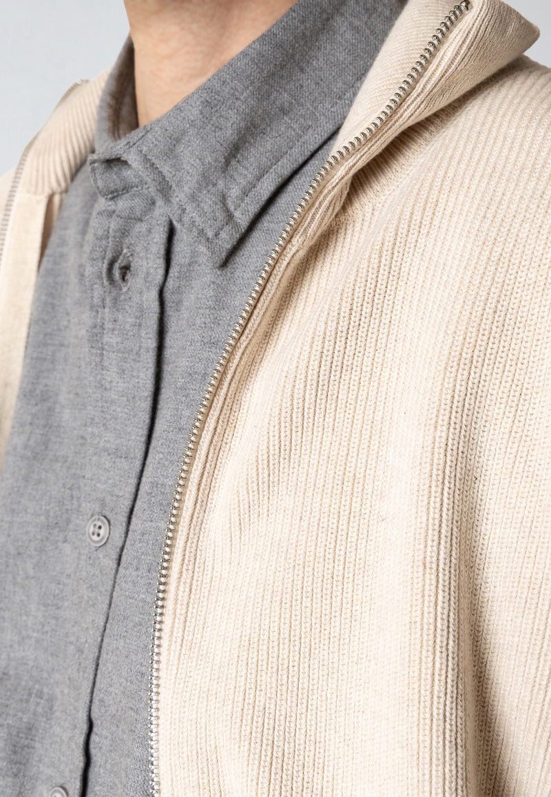 Clean Cut Copenhagen MARIO KNITTED ZIP CARDIGAN Strik Ecru Melange