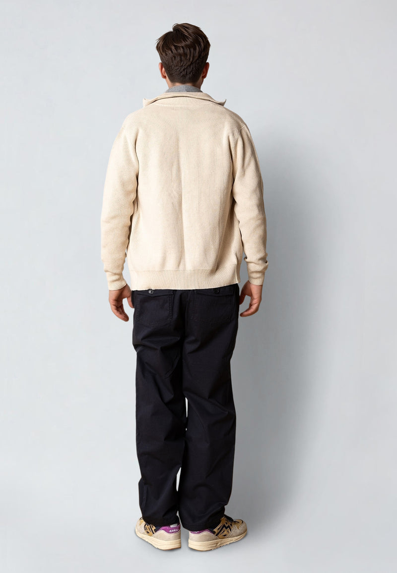 Clean Cut Copenhagen MARIO KNITTED ZIP CARDIGAN Strik Ecru Melange