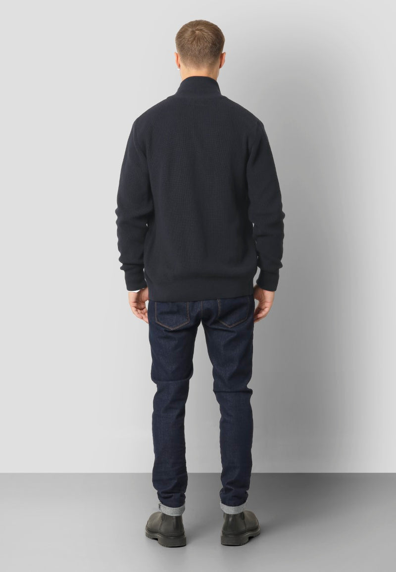 Clean Cut Copenhagen MARIO KNITTED ZIP CARDIGAN Strik Mørk Navy