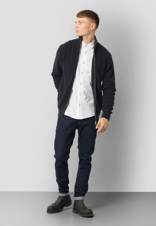 Clean Cut Copenhagen MARIO KNITTED ZIP CARDIGAN Strik Mørk Navy