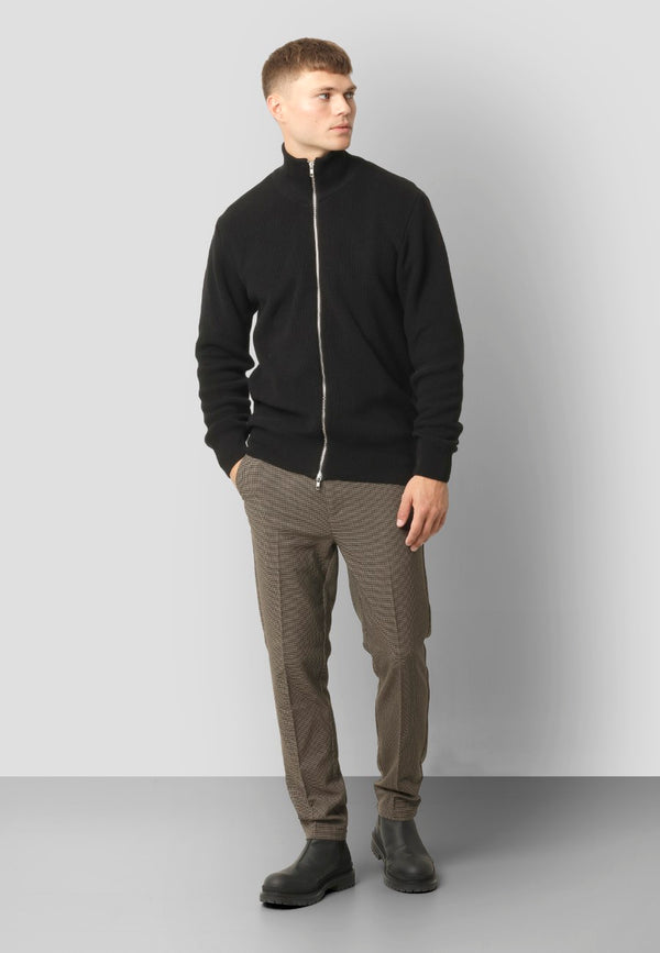 Clean Cut Copenhagen MARIO KNITTED ZIP CARDIGAN Strik Sort