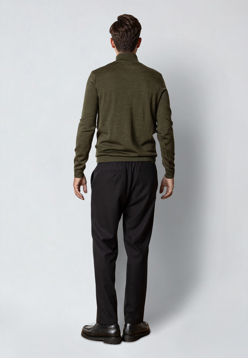 Clean Cut Copenhagen MERINO 1/2 ZIP JUMPER Strik Army Melange