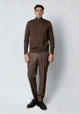 Clean Cut Copenhagen MERINO 1/2 ZIP JUMPER Strik Brun Melange