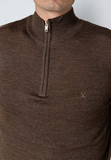 Clean Cut Copenhagen MERINO 1/2 ZIP JUMPER Strik Brun Melange