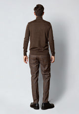 Clean Cut Copenhagen MERINO 1/2 ZIP JUMPER Strik Brun Melange