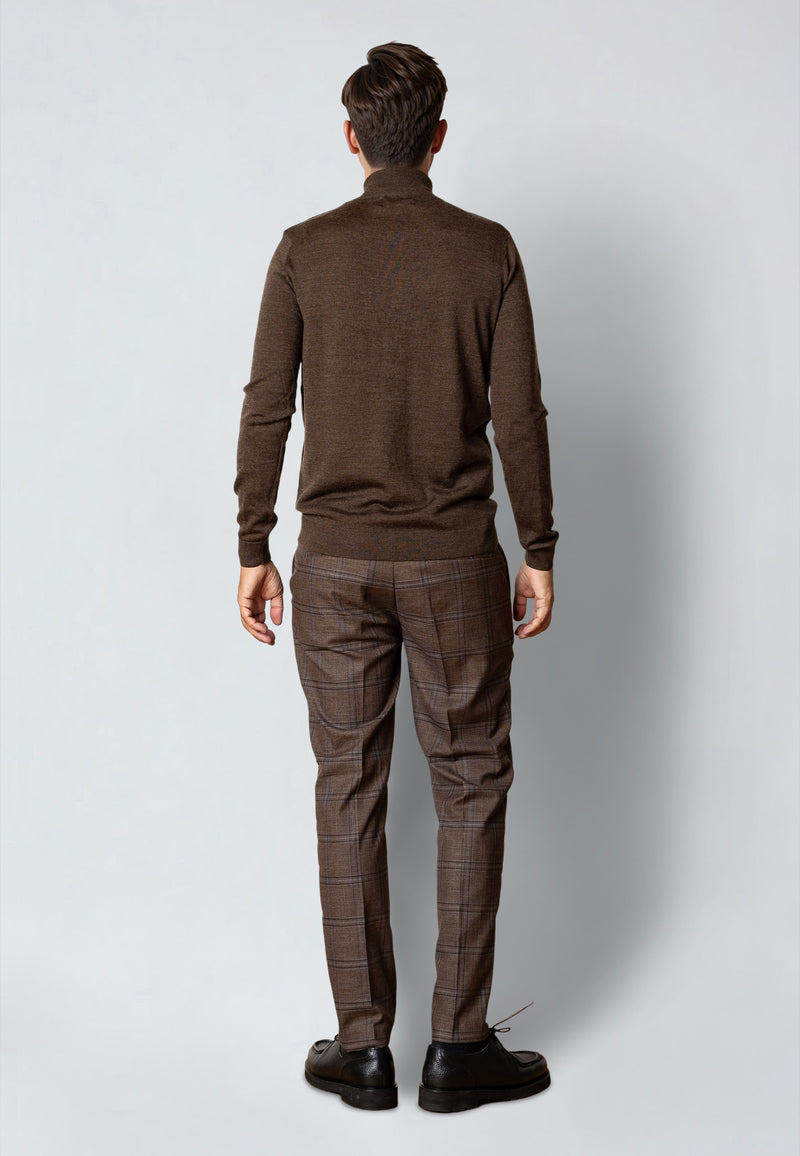 Clean Cut Copenhagen MERINO 1/2 ZIP JUMPER Strik Brun Melange