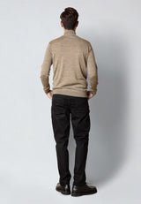 Clean Cut Copenhagen MERINO 1/2 ZIP JUMPER Strik Dark beige melange