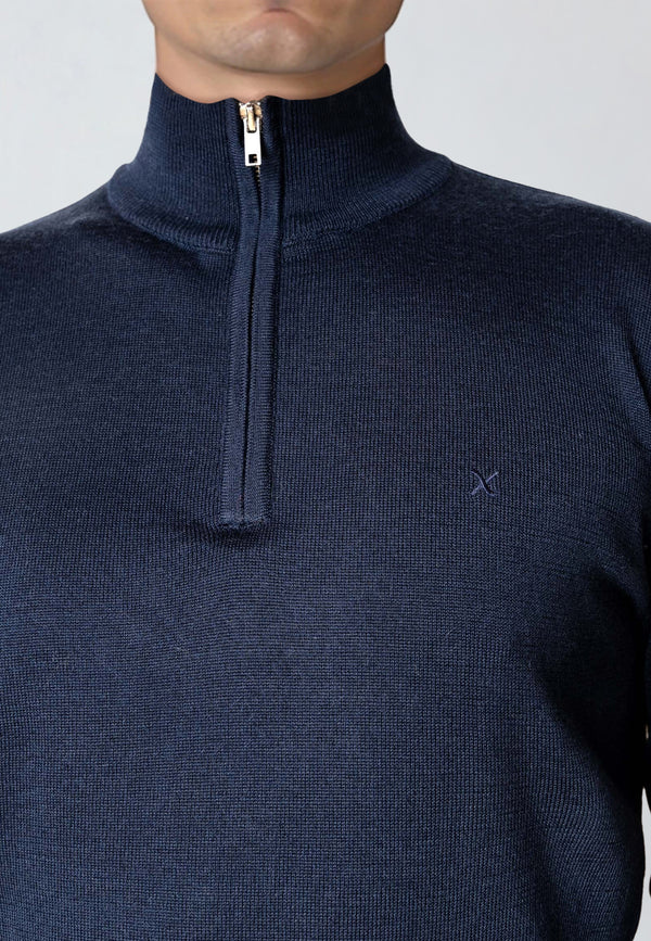 Clean Cut Copenhagen MERINO 1/2 ZIP JUMPER Strik Navy