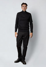 Clean Cut Copenhagen MERINO 1/2 ZIP JUMPER Strik Sort