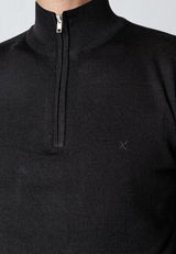 Clean Cut Copenhagen MERINO 1/2 ZIP JUMPER Strik Sort
