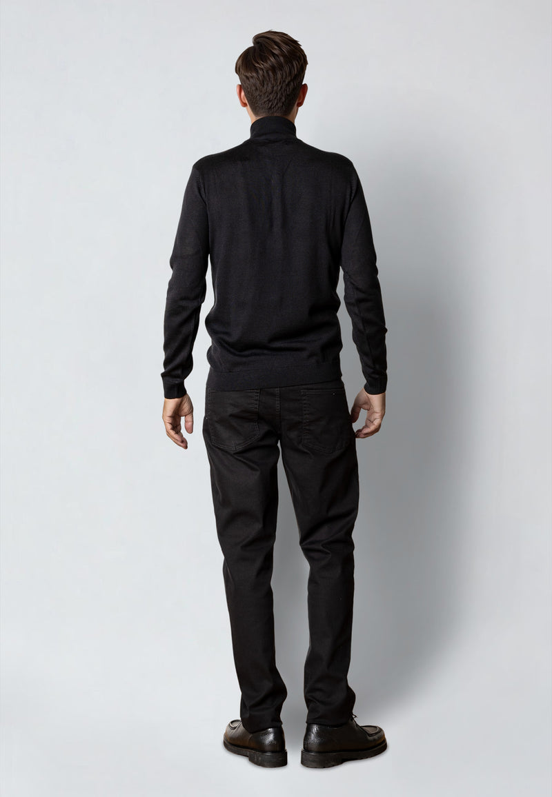 Clean Cut Copenhagen MERINO 1/2 ZIP JUMPER Strik Sort