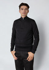 Clean Cut Copenhagen MERINO 1/2 ZIP JUMPER Strik Sort