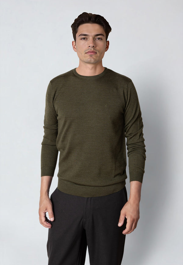 Clean Cut Copenhagen MERINO WOOL JUMPER Strik Army Melange