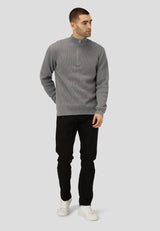 Clean Cut Copenhagen MARIO 1/2 ZIP KNITTED JUMPER Strik Lysegrå Mel
