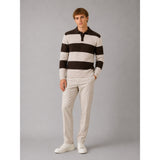 Clean Cut Copenhagen Marvin cashmere polo knit Strik Dark Brown / Ecru Melange Stripe