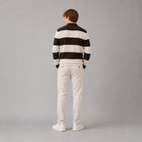 Clean Cut Copenhagen Marvin cashmere polo knit Strik Dark Brown / Ecru Melange Stripe