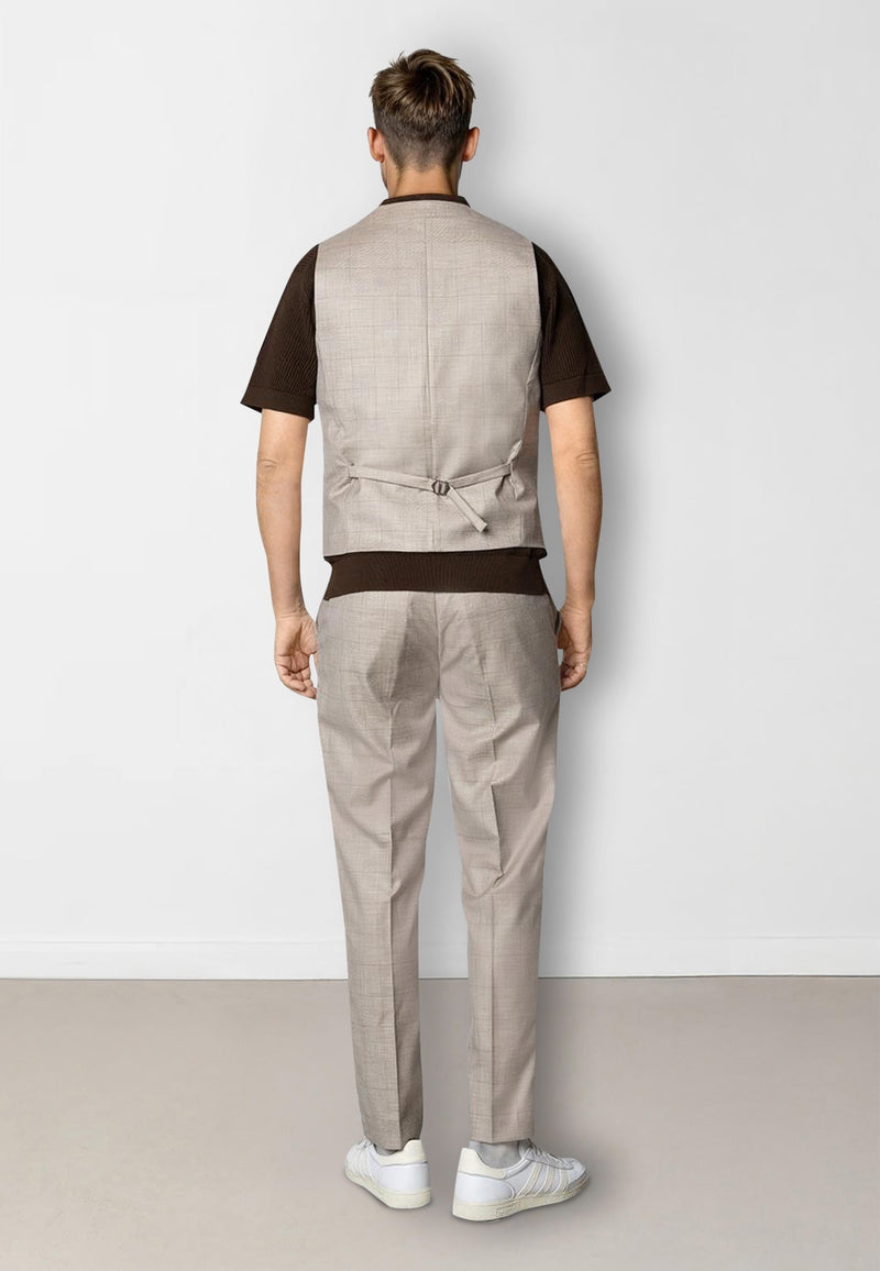 Clean Cut Copenhagen Mateo waistcoat Veste Brown check melange