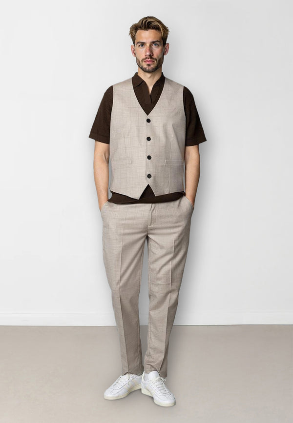 Clean Cut Copenhagen Mateo waistcoat Veste Brown check melange