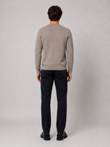 Clean Cut Copenhagen Merino crewneck knit Strik Dark beige melange