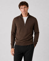 Clean Cut Copenhagen Merino half-zip knit Strik Brun Melange