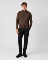 Clean Cut Copenhagen Merino half-zip knit Strik Brun Melange
