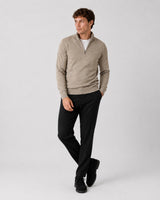 Clean Cut Copenhagen Merino half-zip knit Strik Dark beige melange