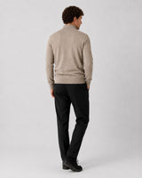 Clean Cut Copenhagen Merino half-zip knit Strik Dark beige melange