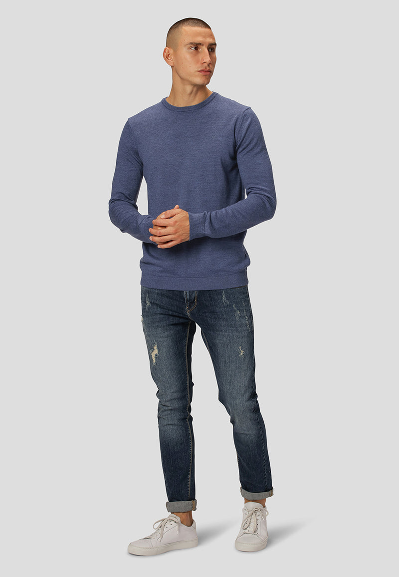 Clean Cut Copenhagen Merino knitted jumper Strik Blå Melange
