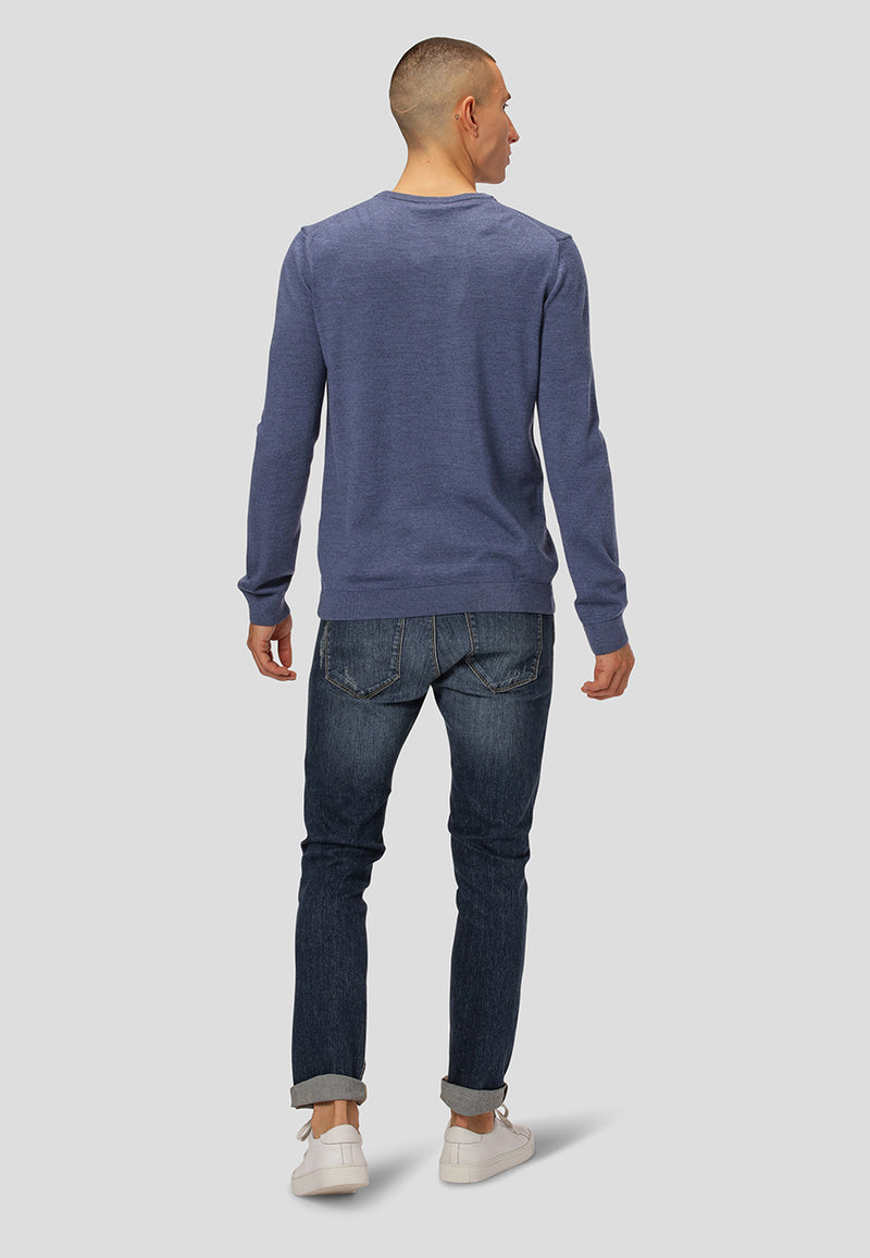 Clean Cut Copenhagen Merino knitted jumper Strik Blå Melange