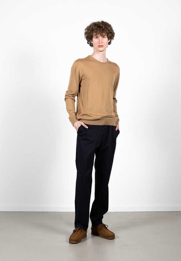 Clean Cut Copenhagen Merino knitted jumper Strik Kamel Melange