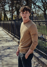 Clean Cut Copenhagen Merino knitted jumper Strik Kamel Melange