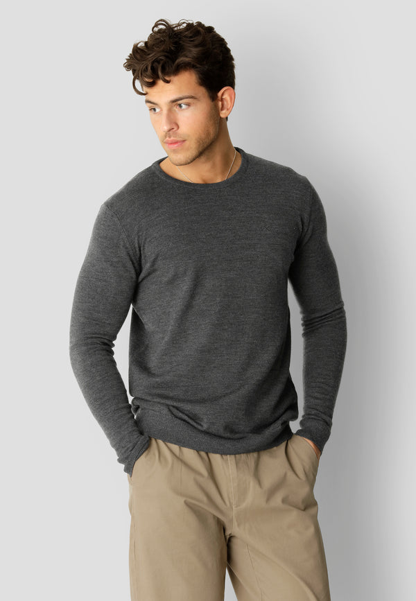 Clean Cut Copenhagen Merino knitted jumper Strik Mørkegrå Melange