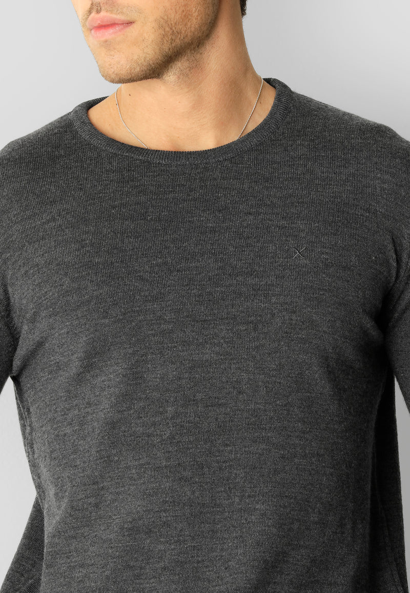 Clean Cut Copenhagen Merino knitted jumper Strik Mørkegrå Melange