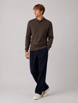 Clean Cut Copenhagen Merino polo knit Strik Brun Melange