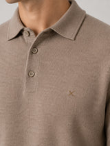 Clean Cut Copenhagen Merino polo knit Strik Dark beige melange