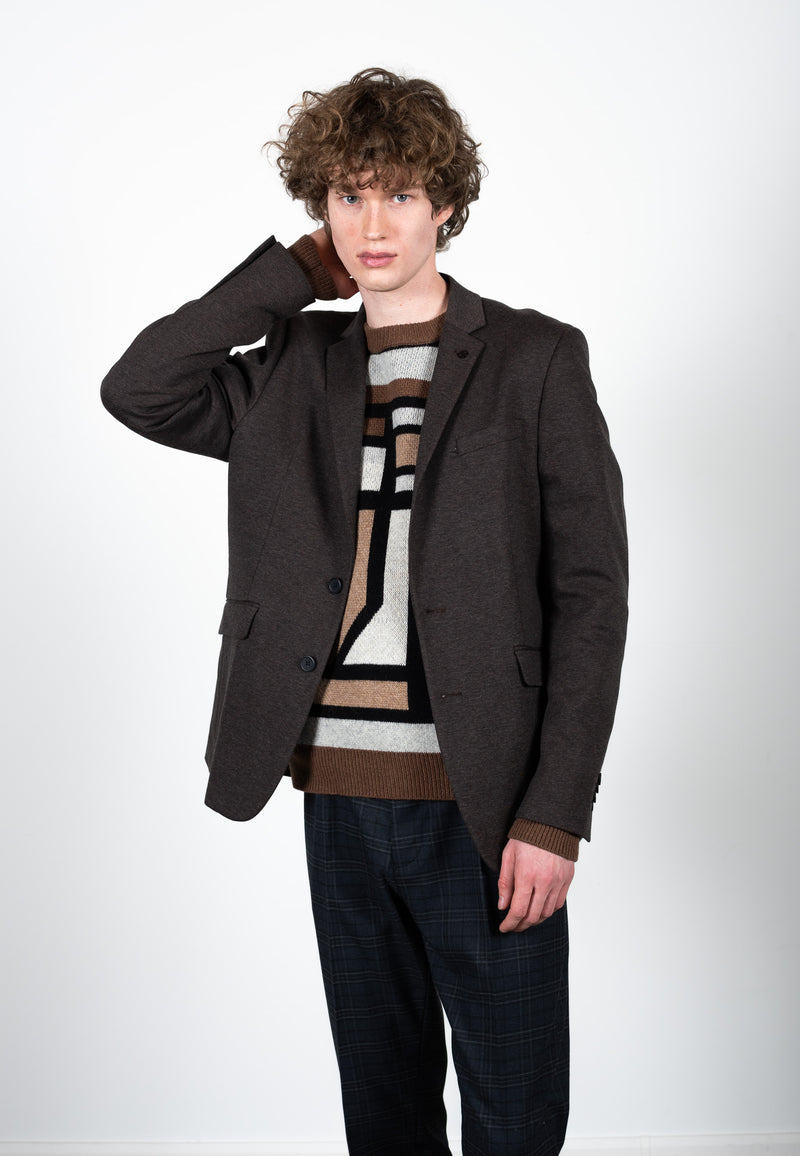 Clean Cut Copenhagen Milano jersey stretch blazer Blazere Brun Melange